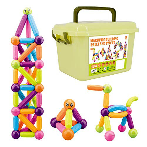 AT 42 PCS Magnetic Balls and Rods Toy Set with Barrel,Magnetic Building Block Toys for Kids,Children's Educational Toys,Patterned Magnetic Stick and B AT 42 PCS Magnetic Balls and Rods Toy Set with Barrel,Magnetic Building Block Toys for Kids,Children's Educational Toys,Patterned Magnetic Stick and B