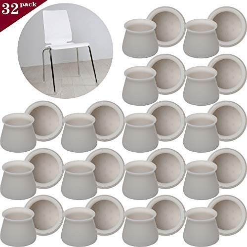 Furniture Silicon Protection Cover 32 PCS Chair Leg Caps Silicone Floor Protector Round Furniture Table Feet Cover, Anti-Slip Bottom Chair Pads