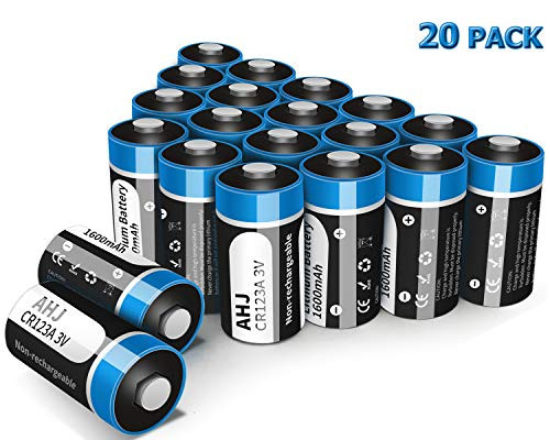 CR123A 3V Lithium Battery, 20 Pack 3V 1600mAh CR123 CR17345 Batteries with 10-Year Shelf Life PTC Protection for Flashlight Smoke Detector Alarm Senso
