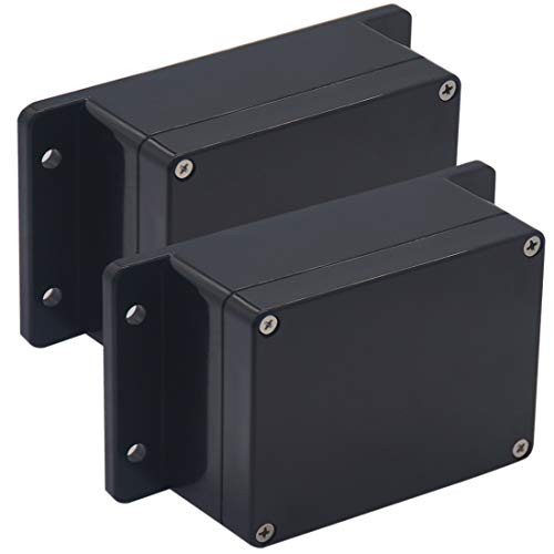 Raculety 2 Pack Project Box IP65 Waterproof Junction Box ABS Plastic Black Electrical Boxes DIY Electronic Project Case Power Enclosure with Fixed Ear
