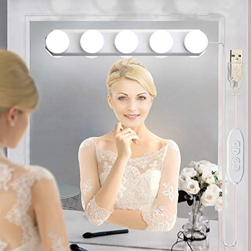 Portable Vanity Lights,HELOIE Led Makeup Mirror Light with USB Cable Plug 10 Level Dimmable for Vanity Table Bathroom Dressing Mirror Lighting (Mirror