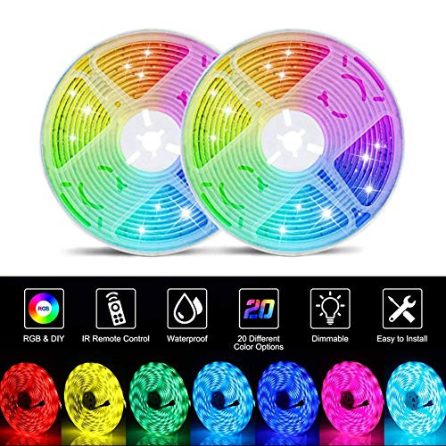 Waterproof Led Strip Lights DIBMS 300leds 32.8ft 10m Flexible Color Change RGB SMD 5050 with 44 Keys IR Remote Controller and 12V Power Supply for Par Waterproof Led Strip Lights DIBMS 300leds 32.8ft 10m Flexible Color Change RGB SMD 5050 with 44 Keys IR Remote Controller and 12V Power Supply for Par