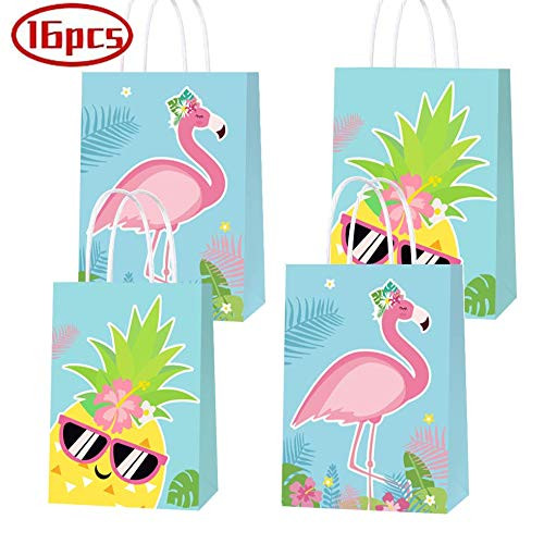 Party Bags for Flamingo Birthday Party Supplies Pineapple Gift Bags for Hawaiian Party Supplies Including 2 Patterns, Flamingo Goody Candy Favor Treat