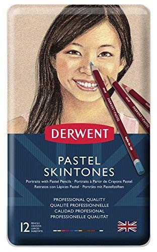 Derwent Pastel Pencils, Skintone, 4mm Core, Metal Tin, 12 Count (2300563)