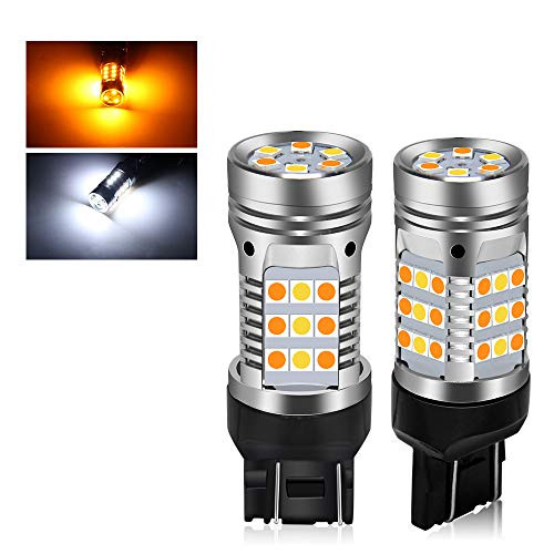 7443 Error Free Canbus Ready Switchback Dual Color Led Turn Signal Light Bulbs DRL Parking Lamp No Hyper Flash 42-LED Built-in Load Resistor 7443 T20