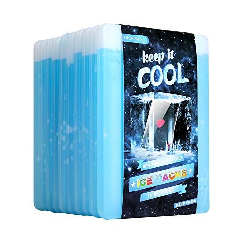OICEPACK 10 x Ice Packs for Lunch Box - Freezer Ice Packs - Slim Long Lasting Cool Packs for Lunch Bags and Cooler, Set of 10, Poker Design (Heart)