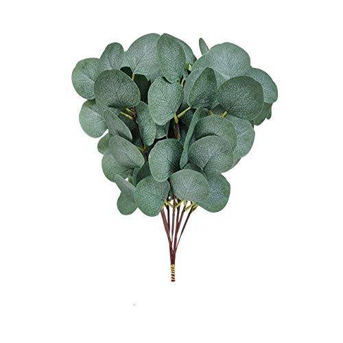 LY EMMET 10 Pcs Artificial Eucalyptus Leaves Stems Bulk Artificial Silver Dollar Eucalyptus Plant in 13.8" Tall Artificial Greenery Holiday Greens Wed