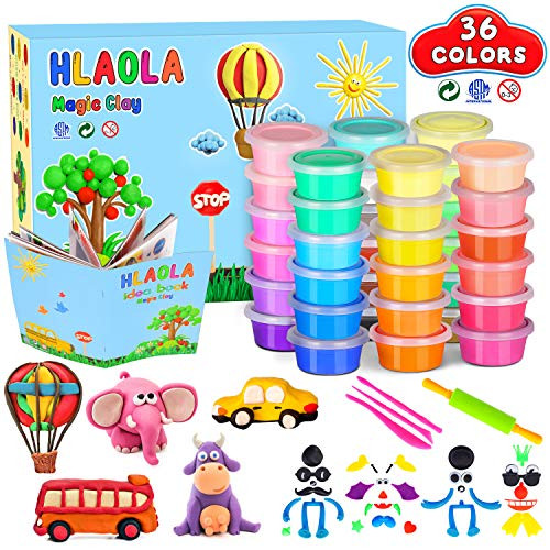 HLAOLA Modeling Clay Kit-36 Colors Modeling Clay for Kids Air Dry Ultra Light Magic Clay Soft & Ultra Light DIY Molding Clay with Sculpting Tools, Kid