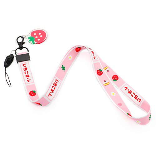 Strawberry Lanyard Keychain ID Card Badge Holder