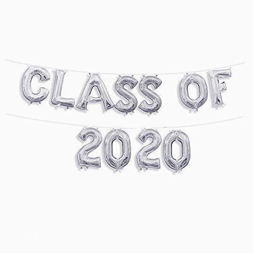 Class of 2020 Balloons Banner Silver 16 inch letter Balloons Foil Mylar Balloons Set for Graduation Party Decorations Supplies,Graduate Balloons,Retir