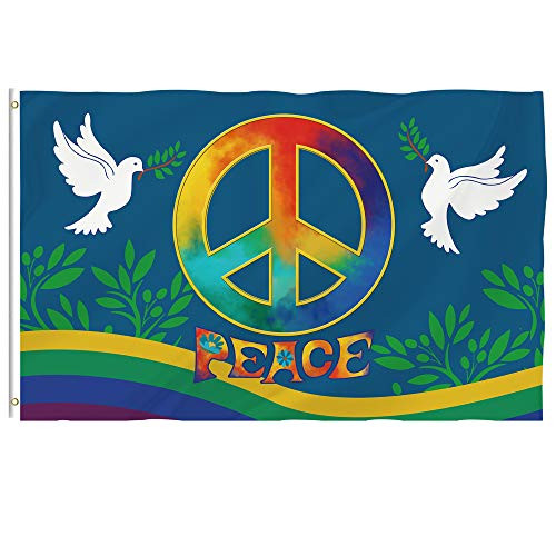 Bonsai Tree Peace Flag 3x5 Ft - Vivid Color and Double Stitched - Large Double Sided Polyester Peace Flags with Brass Grommets for Indoor Outdoor Deco Bonsai Tree Peace Flag 3x5 Ft - Vivid Color and Double Stitched - Large Double Sided Polyester Peace Flags with Brass Grommets for Indoor Outdoor Deco