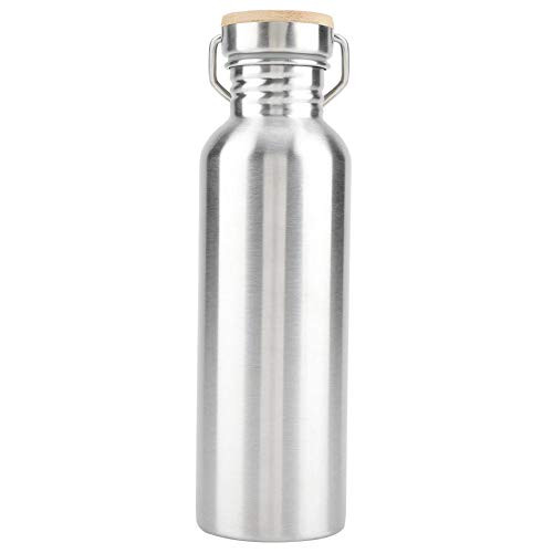 Zerodis Stainless Steel Water Bottle,Outdoor Portable Water Cup Drink Bottle with Bamboo Cap Travel Mug for Cyclists Runners Hikers Picnics Camping (750ml)