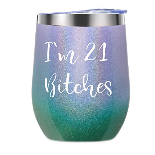 I'm 21 - Funny 21st Birthday Gifts for Women Wine Tumbler- Best 21 Year Old Birthday Gift Ideas for Sisters, Her, Friends, Coworkers I'm 21 - Funny 21st Birthday Gifts for Women Wine Tumbler- Best 21 Year Old Birthday Gift Ideas for Sisters, Her, Friends, Coworkers
