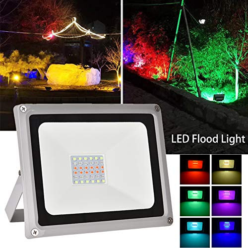 Chessleep RGB FloodLight30W, 16 Colors 4 Modes RGB Led Outdoor Flood Lights with Remote Control, IP65 Waterproof Dimmable Color Changing Security Ligh