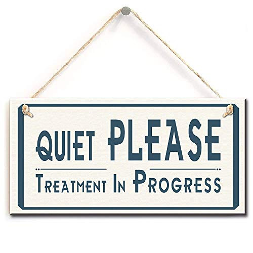 Hty Rustic Style Warning Sign- Quiet Please Treatment in Progress Functional Treatment Room Door Sign 5" X 10" ?25x12.5 cm?