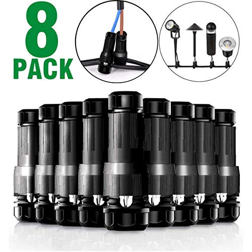Hypergiant Fastlock Twist Low Voltage Wire Connector 8 Pack,Landscape Lighting Connector for 12-14 Gauge Cable,Outdoor Lights Connector for Garden,Pat
