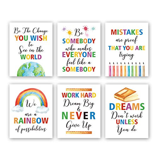 HPNIUB Colorful Words Art Prints, Set of 6 (8X10), Inspirational Quotes Motivational Saying Canvas Poster, Rainbow World Crayon Ink Splatters Wall Art HPNIUB Colorful Words Art Prints, Set of 6 (8X10), Inspirational Quotes Motivational Saying Canvas Poster, Rainbow World Crayon Ink Splatters Wall Art