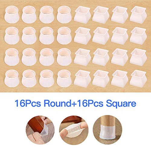 Furniture Chair Silicon Protection Cover, Chair Leg Caps Silicone Floor Protector Round Square Furniture Table Feet Cover, Anti-Slip Chair Pads, Preve