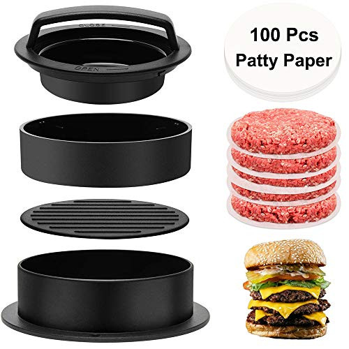 yamisan 3 in 1 Burger Press - Non Stick Stuffed Hamburger Patty Maker Press Kit for Stuffed Burger Patties, Sliders and Regular Burger Patties - Give