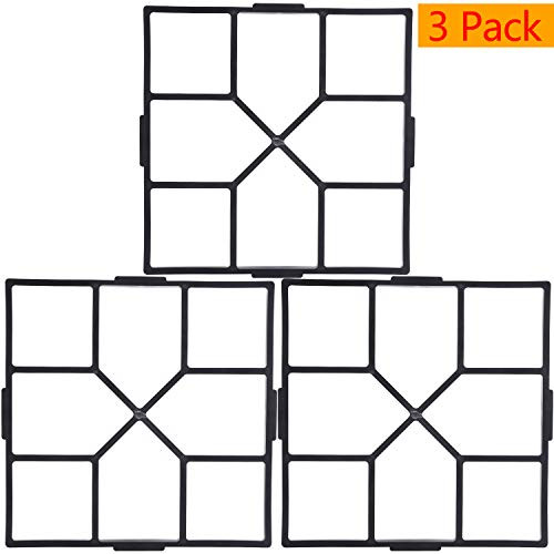 Garden Pavement Path Maker Mold Walk Brick Concrete Form Square Stepping Stone Molds DIY Walkway Reusable for Yards Walking, 15.7X15.7inches, 3Pack