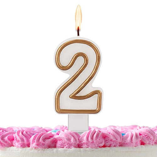 ESEOE Birthday Candles, Gold White Birthday Candles Numbers for Birthday Cakes, Birthday Numbers Candles for Christmas/Birthday/Wedding/Reunion/Theme