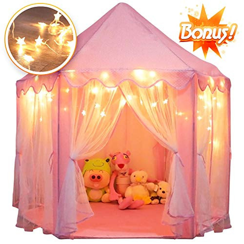 Orian Princess Castle Playhouse Tent for Girls with LED Star Lights Indoor and Outdoor Large Kids Play Tent for Imaginative & Pretend Games ASTM Cer Orian Princess Castle Playhouse Tent for Girls with LED Star Lights Indoor and Outdoor Large Kids Play Tent for Imaginative & Pretend Games ASTM Cer