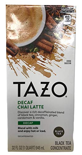 Tazo Chai Decaffeinated Tea Latte Liquid Concentrated Tea, Three (3) Count 32-Ounce Packs