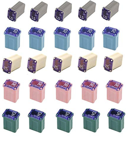 25 Pack Micro Cartridge Fuses, 15 Amp Micro Fuse, 20 Amp Micro Fuse, 25 Amp Micro Fuse, 30 Amp Micro Fuse, 40 Amp Micro Fuse, FMM Fuses Kit MCASE Type