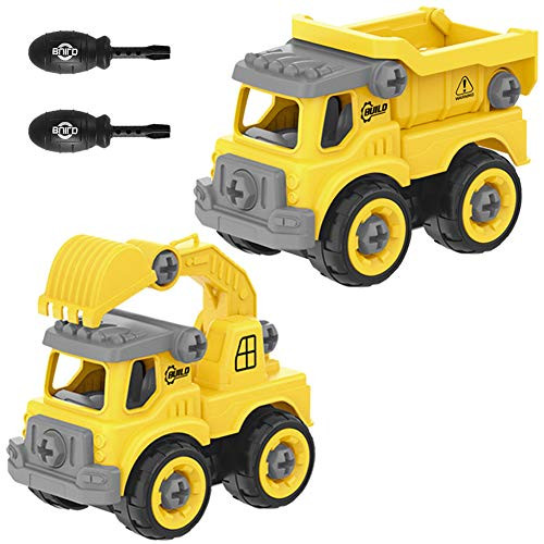 DBlosp DIY Take Apart Toys for Toddlers Assembly Toy Excavator with Constructions Set, Engineering Truck Play Set with 2 Different Screwdriver, Ideal