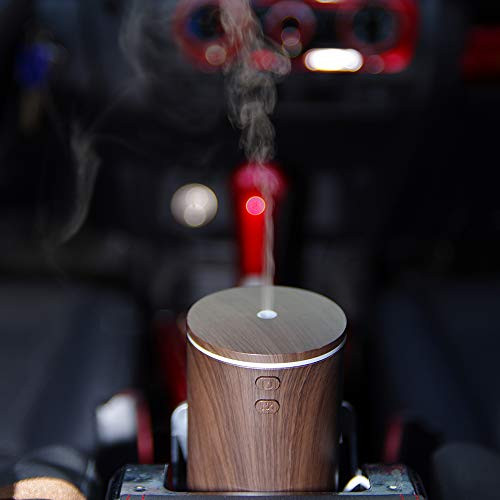Akehuoeng USB Car Essential Oil Diffuser Car Diffuser Air Humidifier Ultrasonic Aromatherapy Diffusers with 7 Colorful LED Lights for Car Office Trave