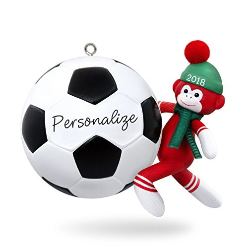 Hallmark Keepsake Personalized Christmas Ornament 2018 Year Dated, Soccer Star Sock Monkey Hallmark Keepsake Personalized Christmas Ornament 2018 Year Dated, Soccer Star Sock Monkey