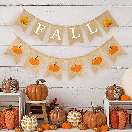 Whaline Thanksgiving Day Autumn Fall Pumpkin Maple Leaves Burlap Banner Harvest Home Decor Bunting Flag Garland Fireplace Party Decoration Whaline Thanksgiving Day Autumn Fall Pumpkin Maple Leaves Burlap Banner Harvest Home Decor Bunting Flag Garland Fireplace Party Decoration
