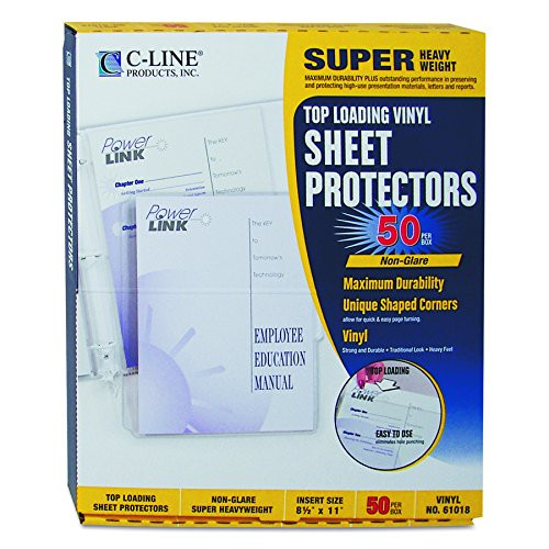 C-Line Super Heavyweight Vinyl Sheet Protector, Nonglare, 11" x 8-1/2", Box of 50 (61018)
