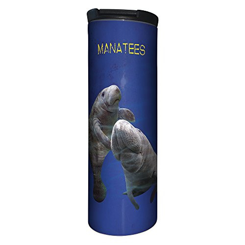 Tree-Free Greetings Barista Tumbler Vacuum Insulated, Stainless Steel Travel Coffee Mug/Cup, 17 Ounce, Manatees