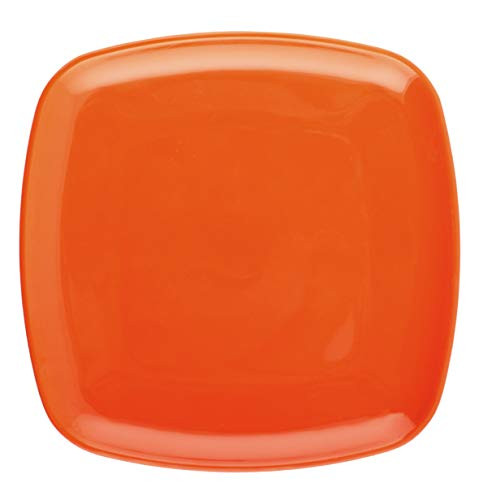 Melange 6-Piece 100% Melamine Square Salad Plate Set (Squares Solid) | Shatter-Proof and Chip-Resistant Melamine Square Salad Plates | Color: Red Oran