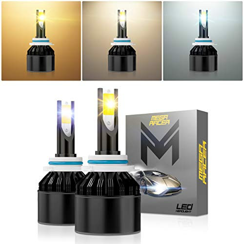 Mega Racer 9006/HB4 LED Headlight Bulbs, 3 Colors Changing Lights (6000K Diamond White, 3000K Golden Yellow, 4300K Warm White) for Low Beam/Fog Lights