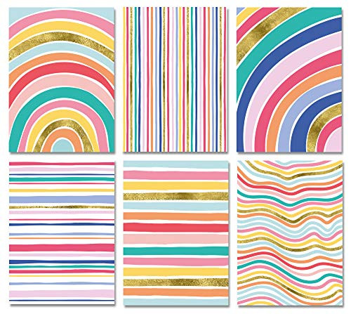 Blank Cards with Envelopes - 48 Striped Gold Foil Blank Note Cards with Envelopes  6 Assorted Cards for All Occasions! Blank Notecards Stationary Set