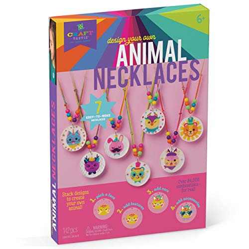 Craft-tastic  Design Your Own Animal Necklaces  Craft Kit Makes 7 Silly, Stackable, & Interchangeable Necklaces, Brown