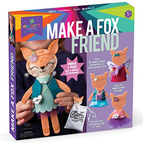 Craft-tastic  Make a Fox Friend  Craft Kit Makes 1 Easy-to-Sew Stuffie with Clothes & Accessories