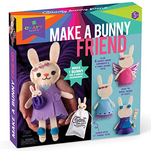 Craft-tastic  Make A Bunny Friend  Craft Kit Makes 1 Easy-To-Sew Stuffie with Clothes & Accessories