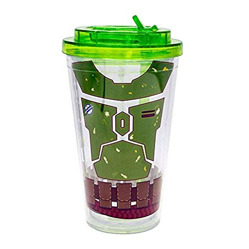 Silver Buffalo Star Wars Boba Fett Uniform Flip Straw Cold Cup, 16-oz