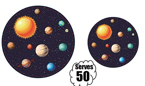 100 Count Outer Space Paper Plates | 50 ~ 9" Dinner Paper Plates | 50 ~ 7" Dessert Paper Plates | Outer Space Party Theme