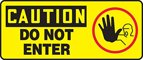 Accuform MADM610XV Adhesive Dura-Vinyl Sign, Legend"Caution Do Not Enter", 7" Length x 17" Width x 0.006" Thickness, Red/Black On Yellow, 7" Height, 1