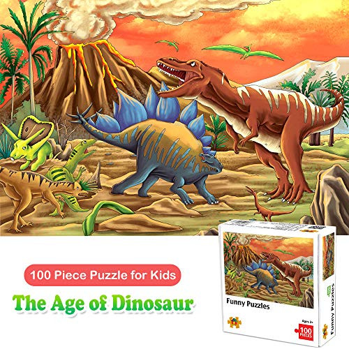 100 Piece Puzzles for Kids Ages 4-8 The Age of Dinosaur, Puzzles for Toddler Children Learning Educational Puzzles Toys for Boys and Girls 100 Piece Puzzles for Kids Ages 4-8 The Age of Dinosaur, Puzzles for Toddler Children Learning Educational Puzzles Toys for Boys and Girls