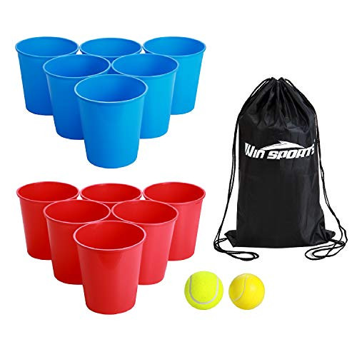 Win SPORTS Bucket Pong Game,Giant Yard Pong-Beer Pong Set for Beach Edition-Drinking Games Includes 12 Buckets,2 Balls,Carry Bag- Cup and Pong Throwin Win SPORTS Bucket Pong Game,Giant Yard Pong-Beer Pong Set for Beach Edition-Drinking Games Includes 12 Buckets,2 Balls,Carry Bag- Cup and Pong Throwin