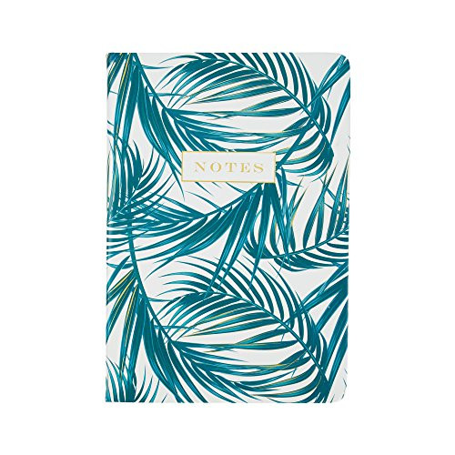 Palms Notes Writing Journal and Notebook, White with Palms Art Cover, 6x8 - by Eccolo