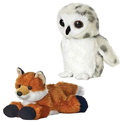 Aurora Flopsie Mini Bundle, Snowy Owl and Foxie The Fox -Set of Two - 8" (Owl/Foxie)
