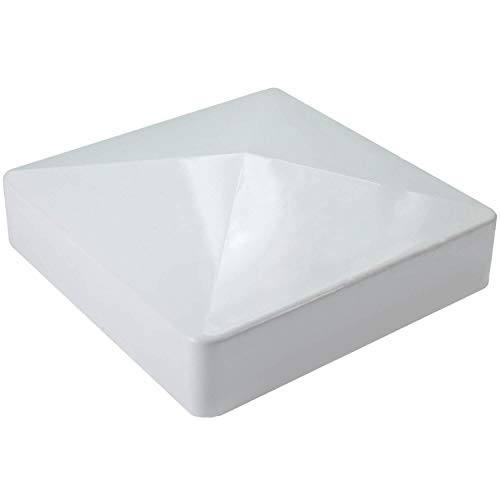 Jake Sales 5" Vinyl Post Cap Flat/Pyramid Style Post Caps - Vinyl Fence Post Caps for 5" x 5" Vinyl Fence Post - White PVC/Vinyl Fence Post Cap
