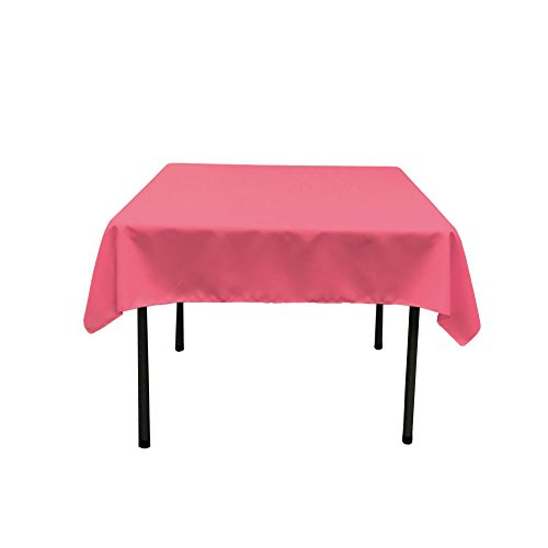 LA Linen Polyester Poplin Square Tablecloth, 52" x 52", Hot Pink