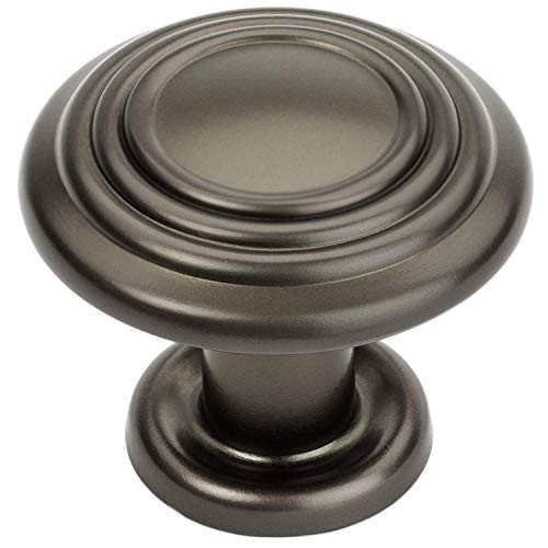 25 Pack - Cosmas 4122GPH Graphite 3 Ring Cabinet Hardware Round Knob - 1-1/4" Diameter